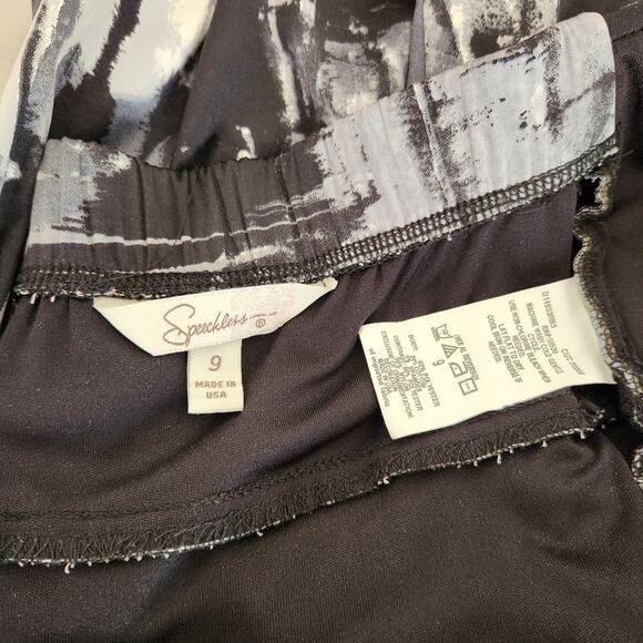 SPEECHLESS Black Gray Printed Strapless Fit and Flare Mini Dress Size 9 - Picture 7 of 11